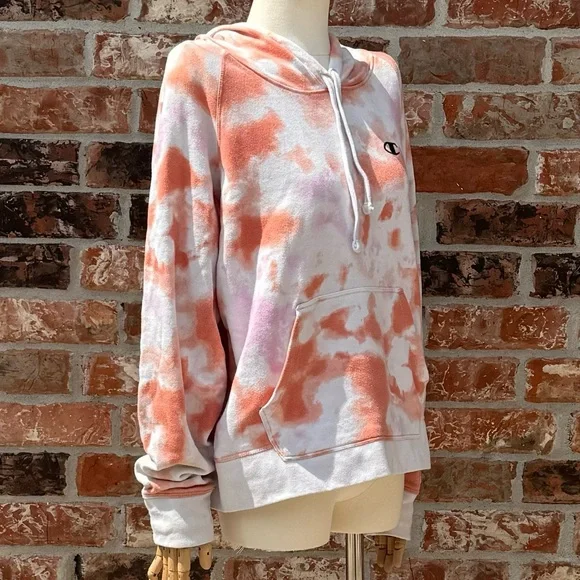 Champion orange tiedyed hoodie sweatshirt / L / Excellent condition - Picture 4 of 13